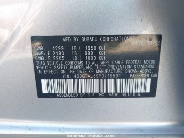 Photo 8 VIN: 4S3GTAL69P3719591 - SUBARU IMPREZA 