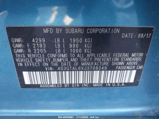 Photo 8 VIN: 4S3GTAL6XJ3708249 - SUBARU IMPREZA 