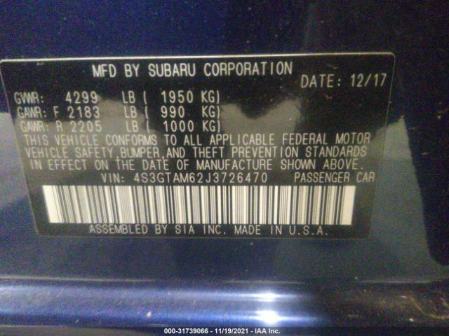 Photo 8 VIN: 4S3GTAM62J3726470 - SUBARU IMPREZA 