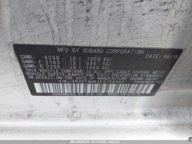 Photo 8 VIN: 4S3GTAM64K3756300 - SUBARU IMPREZA 