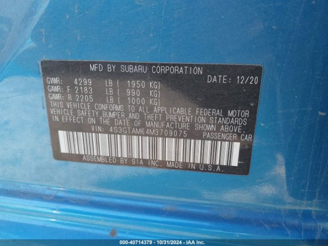 Photo 8 VIN: 4S3GTAM64M3709075 - SUBARU IMPREZA 