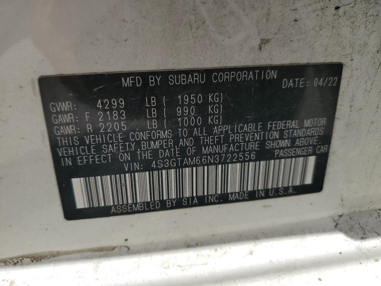 Photo 12 VIN: 4S3GTAM66N3722556 - SUBARU IMPREZA 