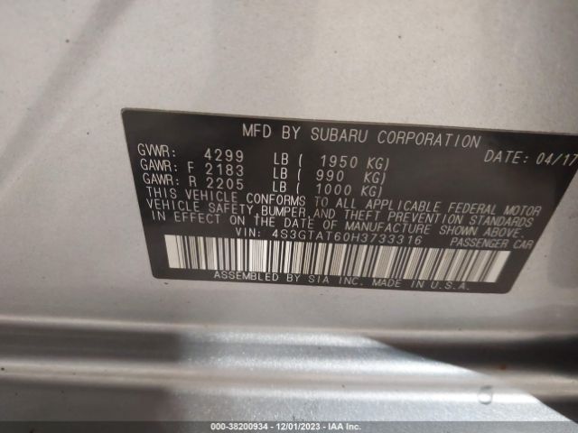 Photo 8 VIN: 4S3GTAT60H3733316 - SUBARU IMPREZA 