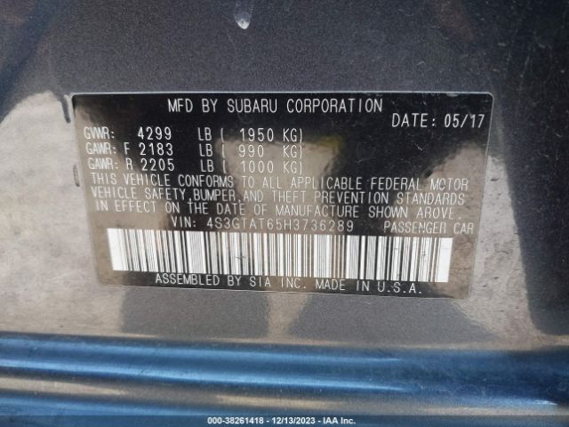 Photo 8 VIN: 4S3GTAT65H3736289 - SUBARU IMPREZA 