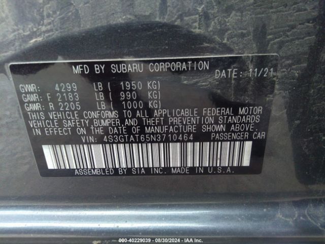 Photo 8 VIN: 4S3GTAT65N3710464 - SUBARU IMPREZA 