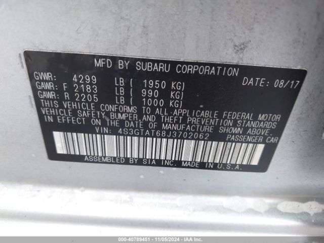 Photo 8 VIN: 4S3GTAT68J3702062 - SUBARU IMPREZA 