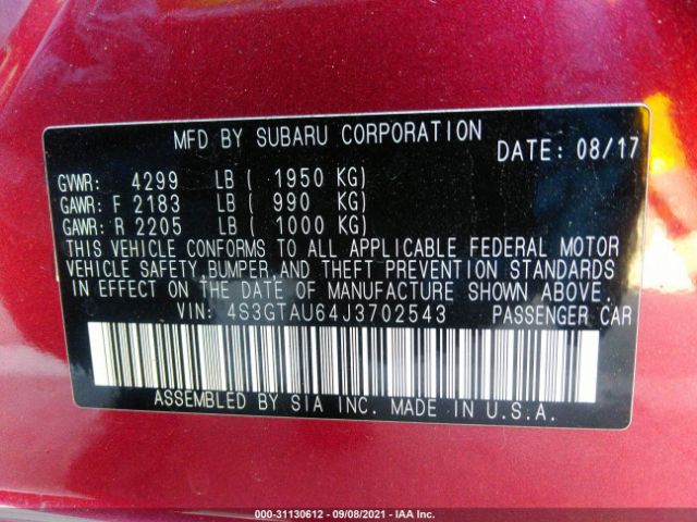 Photo 8 VIN: 4S3GTAU64J3702543 - SUBARU IMPREZA 