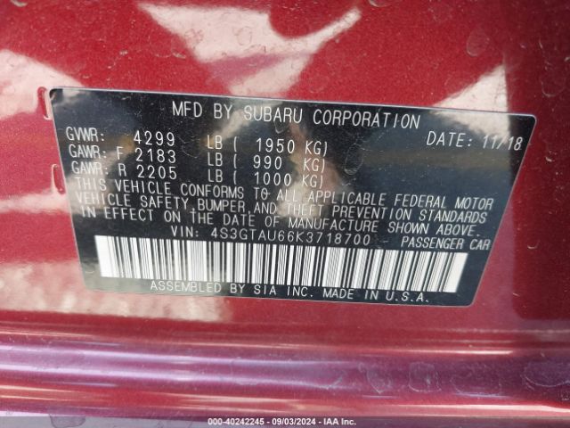 Photo 8 VIN: 4S3GTAU66K3718700 - SUBARU IMPREZA 