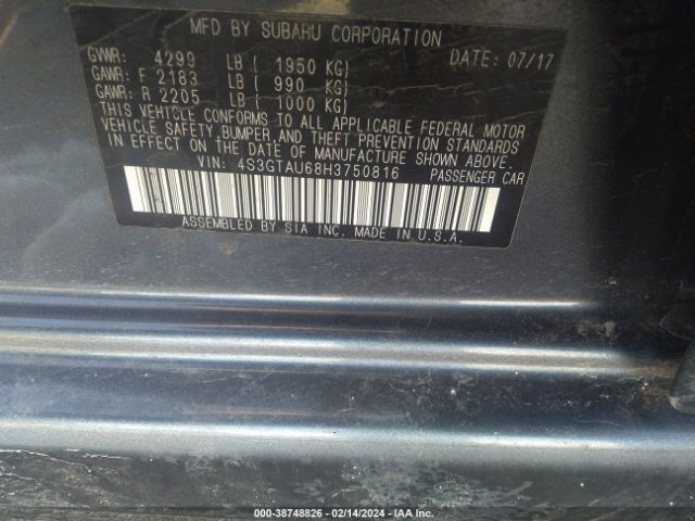 Photo 8 VIN: 4S3GTAU68H3750816 - SUBARU IMPREZA 