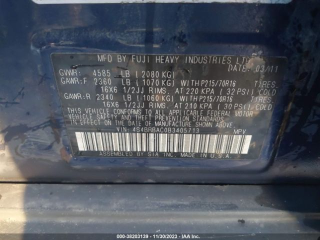 Photo 8 VIN: 4S4BRBAC0B3405713 - SUBARU OUTBACK 