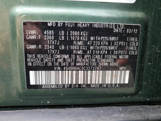 Photo 12 VIN: 4S4BRBAC0C3273747 - SUBARU OUTBACK 2. 