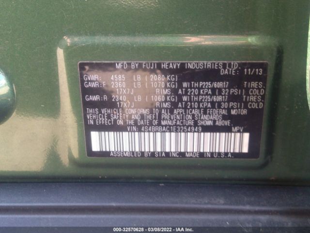 Photo 8 VIN: 4S4BRBAC1E3254949 - SUBARU OUTBACK 