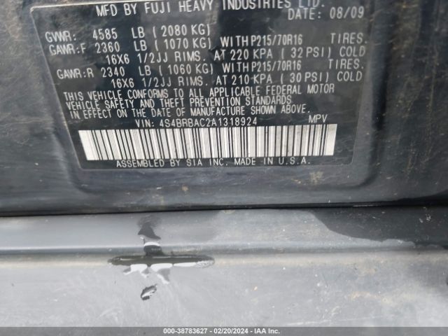 Photo 8 VIN: 4S4BRBAC2A1318924 - SUBARU OUTBACK 