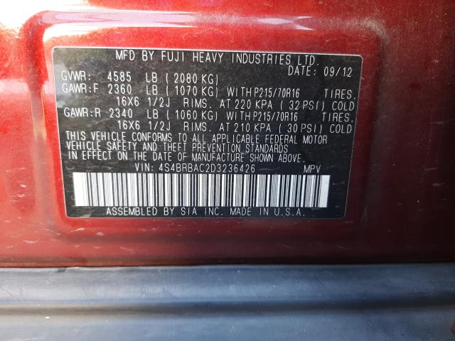 Photo 9 VIN: 4S4BRBAC2D3236426 - SUBARU OUTBACK 2. 