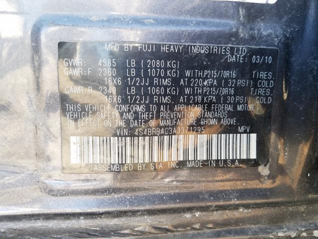 Photo 9 VIN: 4S4BRBAC3A3371295 - SUBARU OUTBACK 2. 