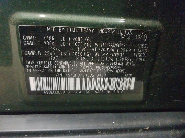 Photo 9 VIN: 4S4BRBAC3C3213431 - SUBARU OUTBACK 2. 