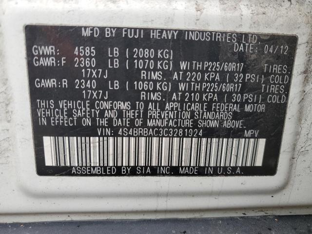 Photo 13 VIN: 4S4BRBAC3C3281924 - SUBARU OUTBACK 2. 