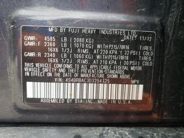 Photo 9 VIN: 4S4BRBAC3D3254725 - SUBARU OUTBACK 2. 