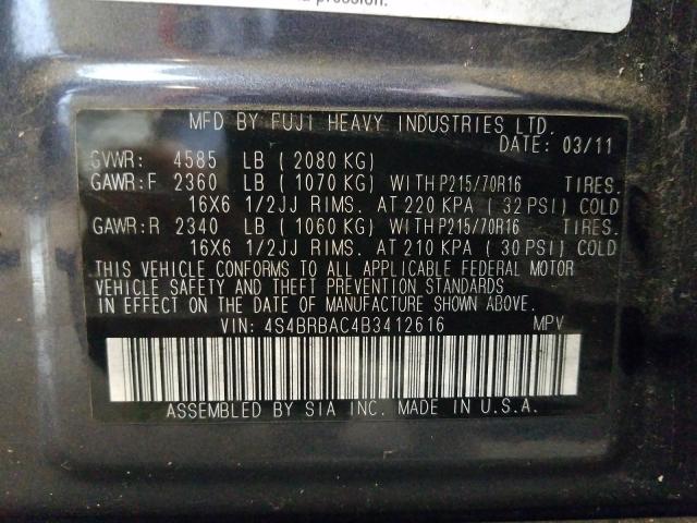 Photo 9 VIN: 4S4BRBAC4B3412616 - SUBARU OUTBACK 2. 