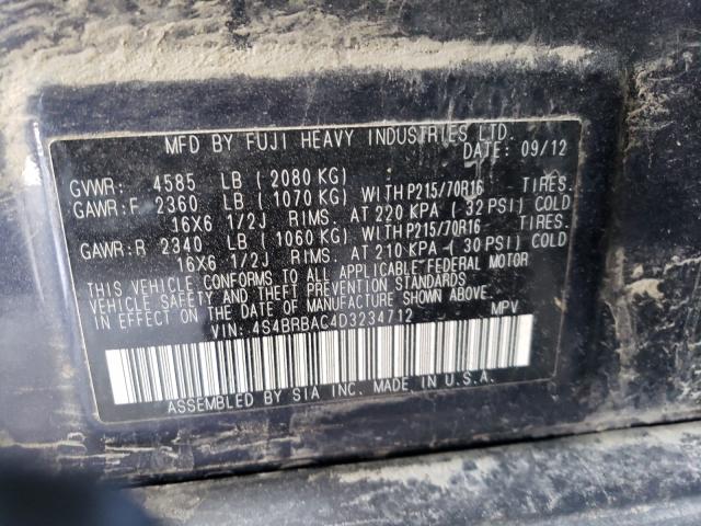 Photo 9 VIN: 4S4BRBAC4D3234712 - SUBARU OUTBACK 2. 