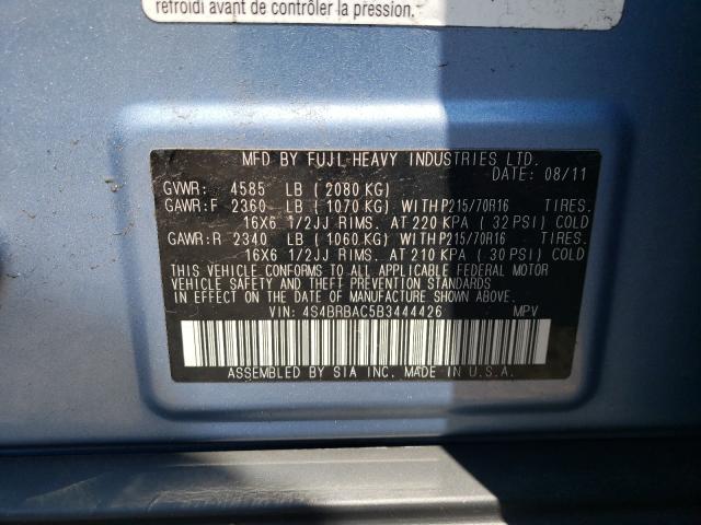 Photo 9 VIN: 4S4BRBAC5B3444426 - SUBARU OUTBACK 2. 