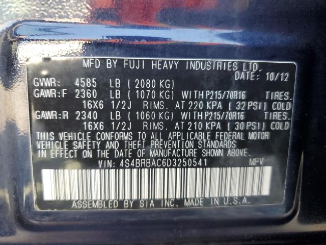 Photo 12 VIN: 4S4BRBAC6D3250541 - SUBARU OUTBACK 