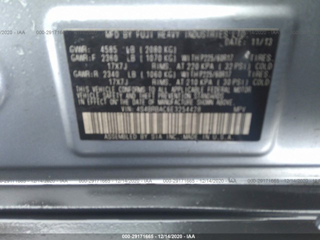 Photo 8 VIN: 4S4BRBAC6E3254428 - SUBARU OUTBACK 