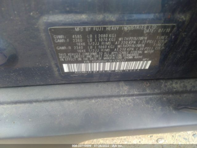 Photo 8 VIN: 4S4BRBAC7B1326227 - SUBARU OUTBACK 