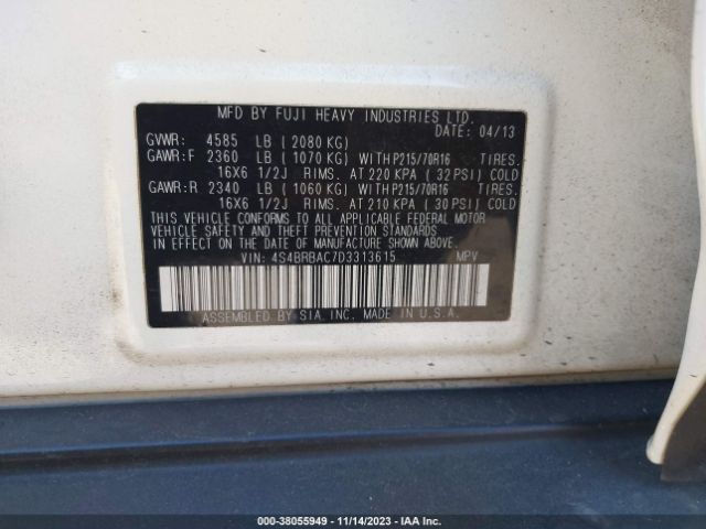 Photo 8 VIN: 4S4BRBAC7D3313615 - SUBARU OUTBACK 