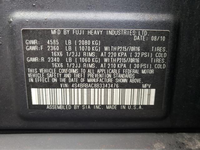 Photo 9 VIN: 4S4BRBAC8B3343476 - SUBARU OUTBACK 2. 