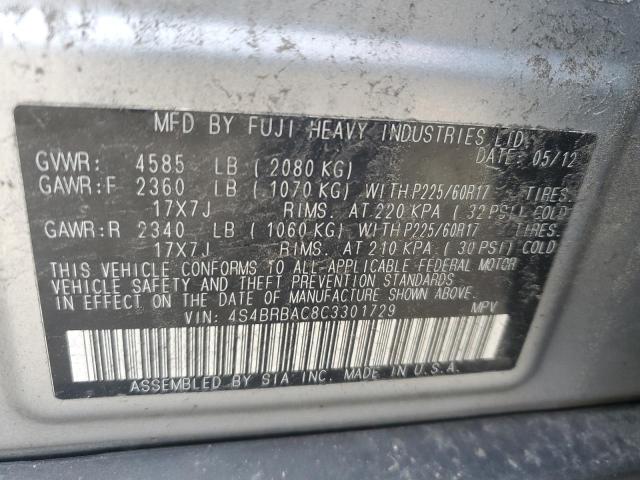 Photo 11 VIN: 4S4BRBAC8C3301729 - SUBARU OUTBACK 