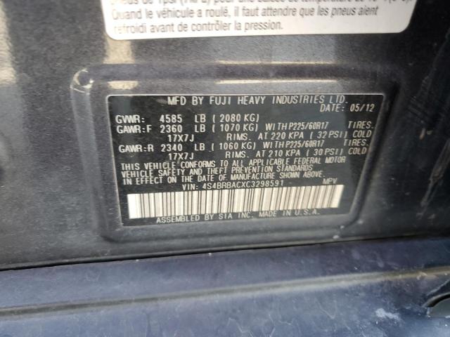 Photo 13 VIN: 4S4BRBACXC3298591 - SUBARU OUTBACK 2. 