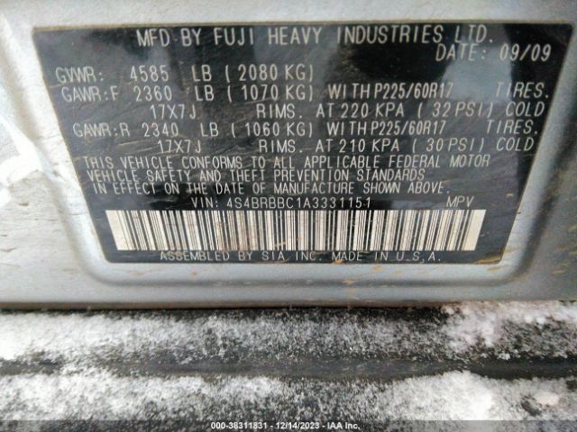 Photo 8 VIN: 4S4BRBBC1A3331151 - SUBARU OUTBACK 