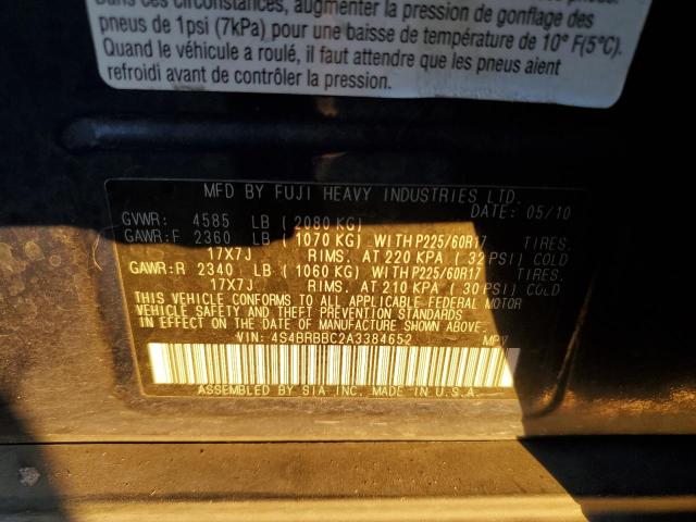 Photo 12 VIN: 4S4BRBBC2A3384652 - SUBARU OUTBACK 2. 