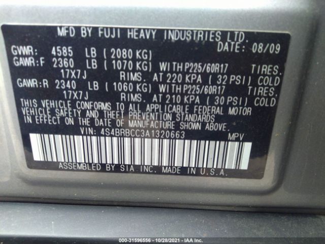 Photo 8 VIN: 4S4BRBCC3A1320663 - SUBARU OUTBACK 