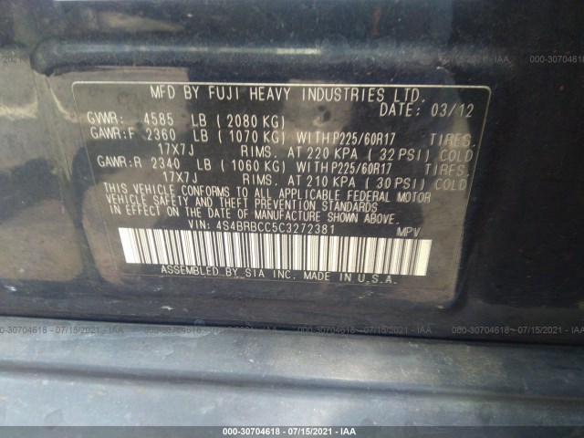 Photo 8 VIN: 4S4BRBCC5C3272381 - SUBARU OUTBACK 