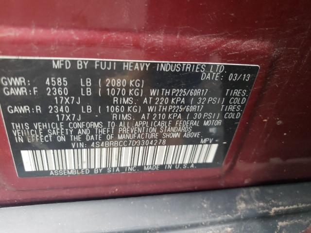 Photo 9 VIN: 4S4BRBCC7D3304278 - SUBARU OUTBACK 2. 