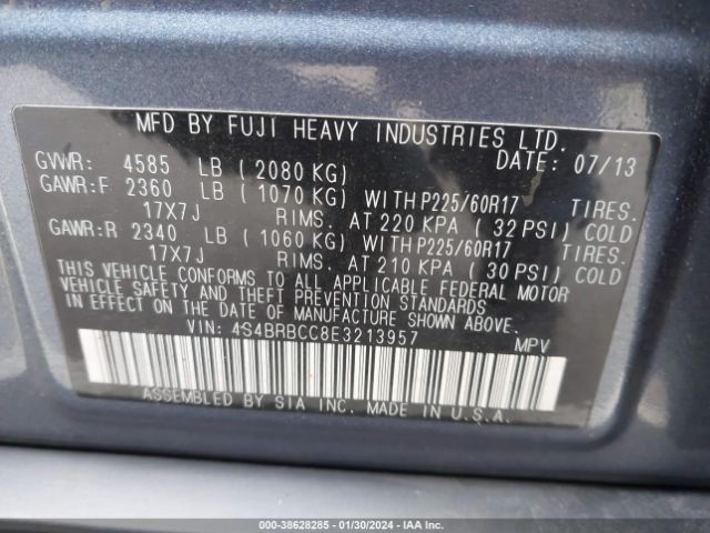 Photo 8 VIN: 4S4BRBCC8E3213957 - SUBARU OUTBACK 