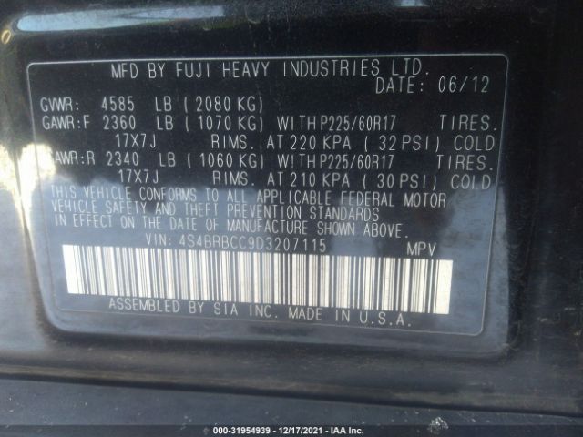 Photo 8 VIN: 4S4BRBCC9D3207115 - SUBARU OUTBACK 