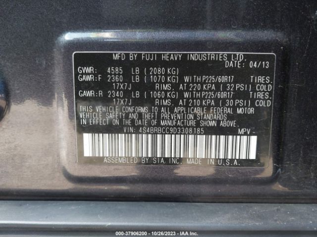 Photo 8 VIN: 4S4BRBCC9D3308185 - SUBARU OUTBACK 