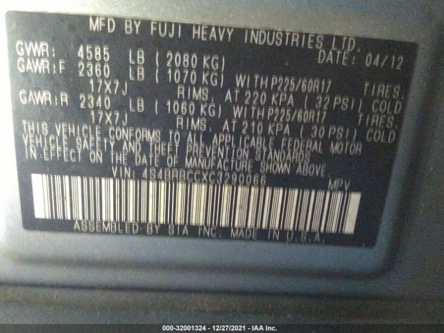 Photo 8 VIN: 4S4BRBCCXC3290066 - SUBARU OUTBACK 