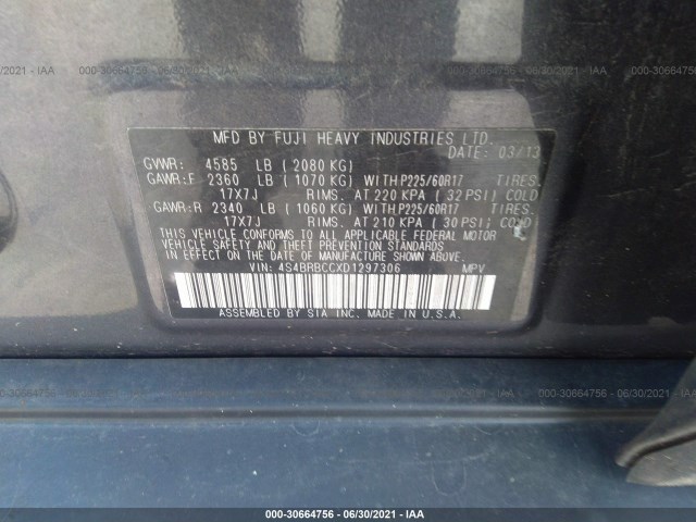 Photo 8 VIN: 4S4BRBCCXD1297306 - SUBARU OUTBACK 