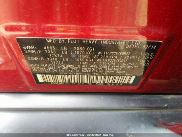 Photo 8 VIN: 4S4BRBDC5E3288355 - SUBARU OUTBACK 