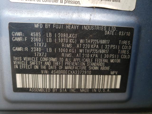 Photo 9 VIN: 4S4BRBECXA3372910 - SUBARU OUTBACK 