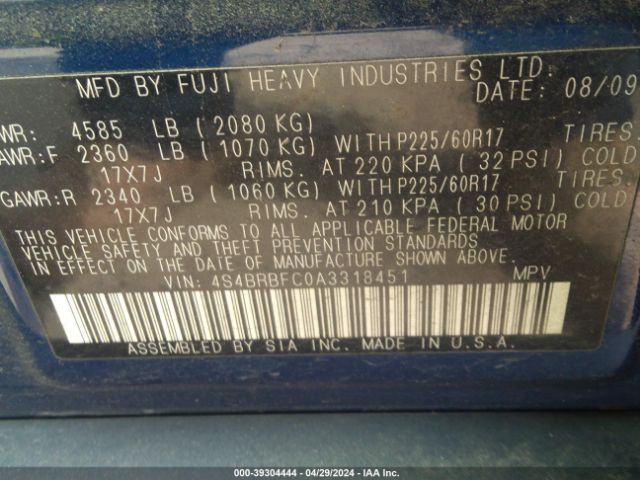 Photo 8 VIN: 4S4BRBFC0A3318451 - SUBARU OUTBACK 