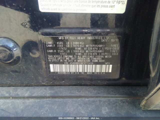 Photo 8 VIN: 4S4BRBFC0C3213430 - SUBARU OUTBACK 