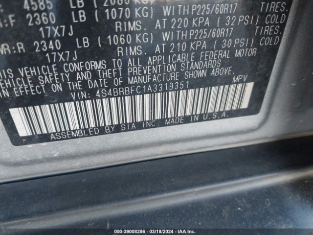 Photo 8 VIN: 4S4BRBFC1A3319351 - SUBARU OUTBACK 