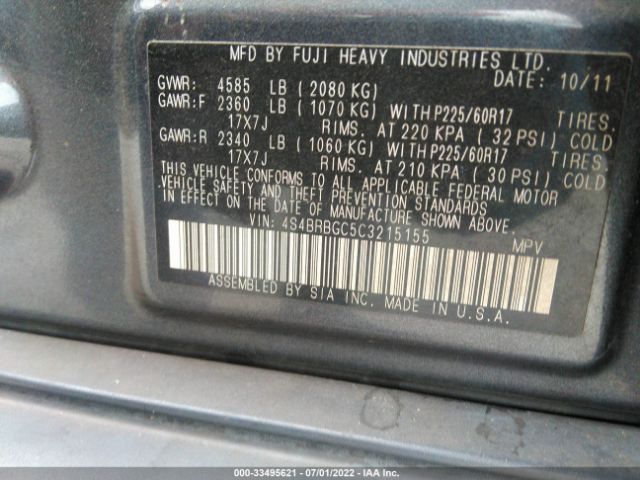 Photo 8 VIN: 4S4BRBGC5C3215155 - SUBARU OUTBACK 