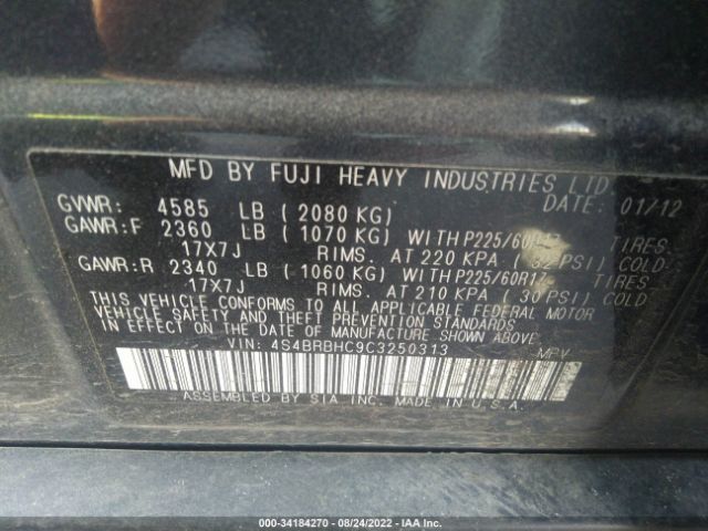 Photo 8 VIN: 4S4BRBHC9C3250313 - SUBARU OUTBACK 