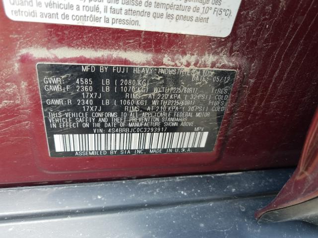 Photo 9 VIN: 4S4BRBJC0C3293917 - SUBARU OUTBACK 2. 